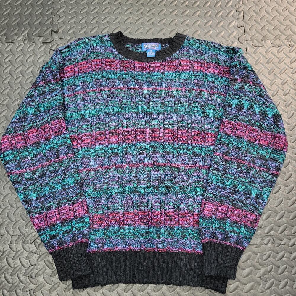 Vintage Great Northwest Sportswear Grandpa Sweater Chunky Knit 90s M